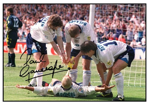 11060. Paul Gascoigne Signed Pictures A4 Prints England Spurs Rangers etc. Gazza
