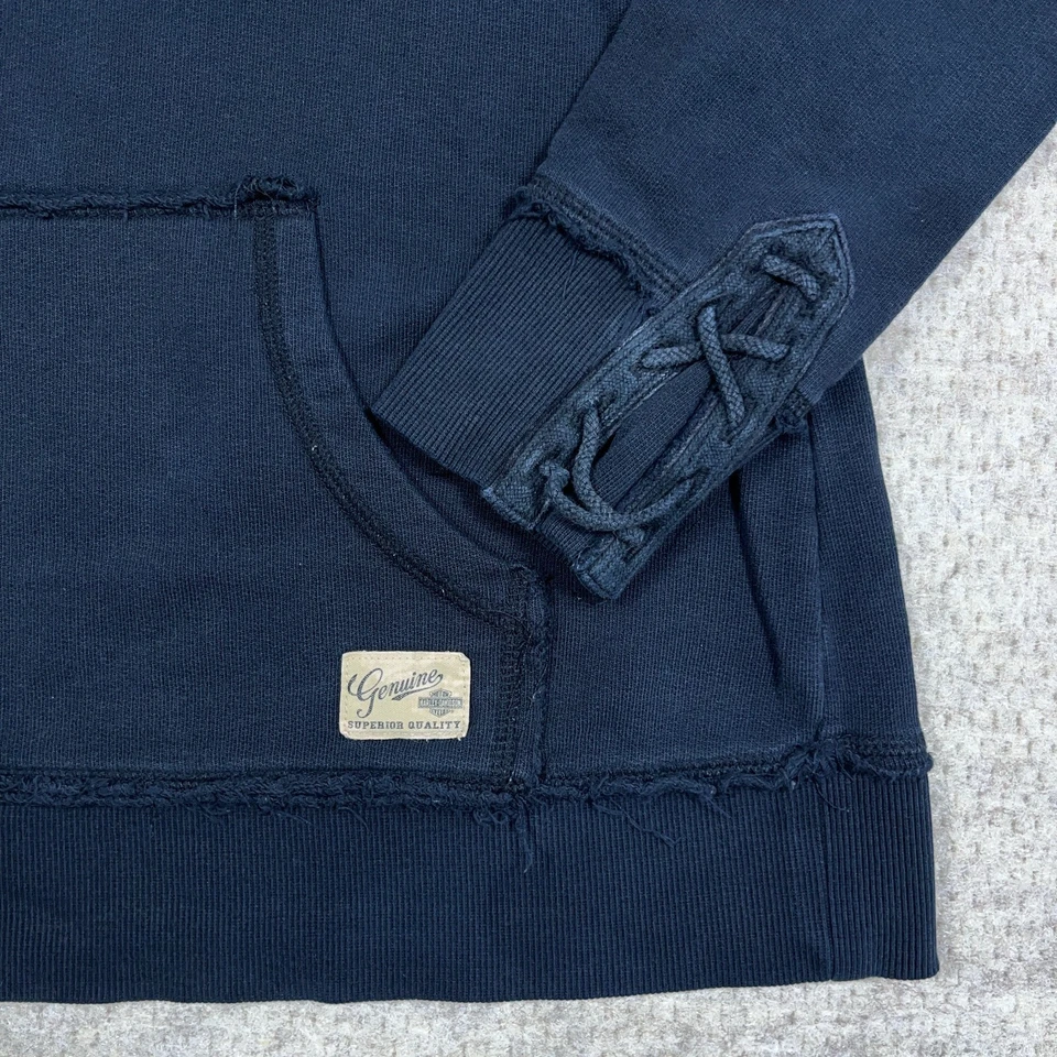 Sudadera con Capucha Harley Davidson De Colección Y2K Mujer Negra Mediana Pullover Sudadera Motociclista Foto 2 de 4