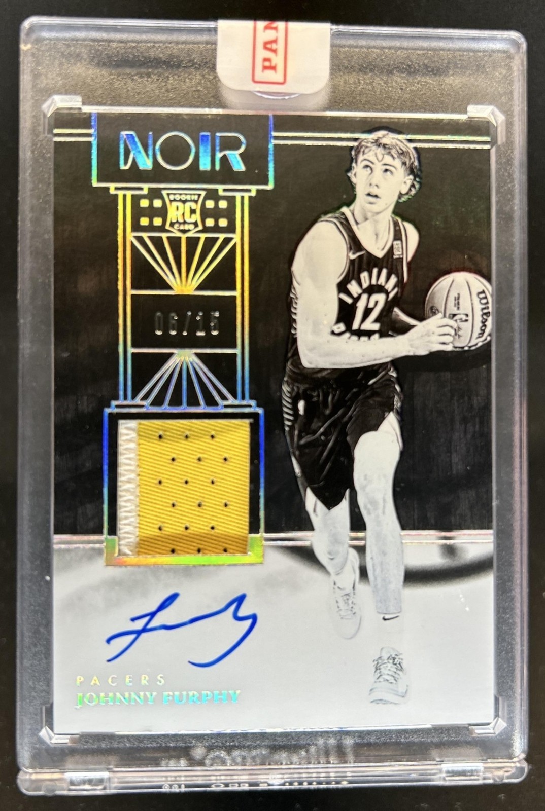 2024-25 Noir Johnny Furphy Rookie Patch Auto B&W Jersey International #/15