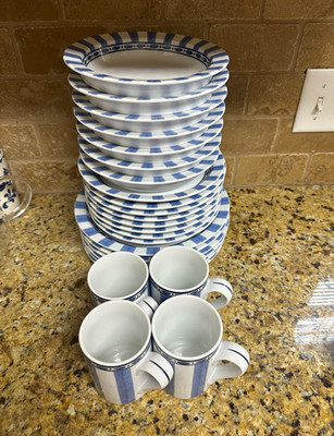 Vintage Dansk Bistro Café Parisian Blue Dinnerware Set   26 Pieces
