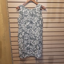 Vtg Tommy Bahama Women's M Dress Short Green Hawaiian Silk Linen Scoop Back