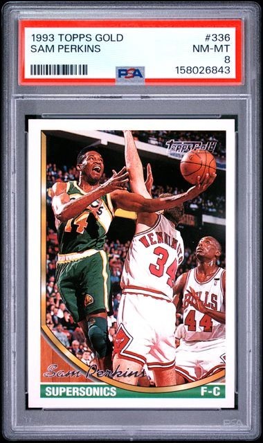 1993 TOPPS GOLD BASKETBALL #336 SAM PERKINS PSA NM/MT 8 158026843 (POPULATION 2)