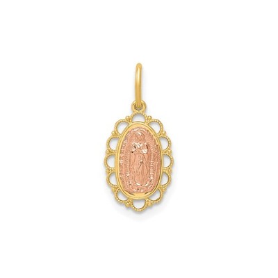 14k massiver bicolor Gold Guadalupe Jungfrau Maria katholische Medaille Anhänger