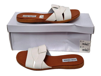Steve Madden schöne flache Damenschuhe Vivien weiß Leder EU 37 UK 4 UVP 89 £