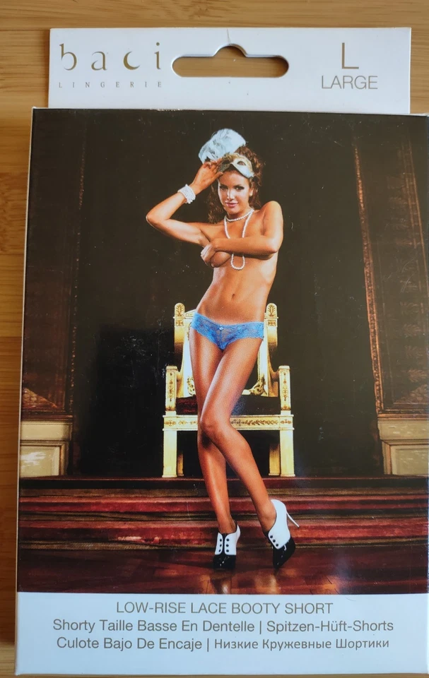 LOTE DE 2 pantalones cortos "botín corto" de encaje de tiro bajo 1 rojo y 1 azul grande Foto 3 de 4