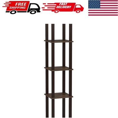 Sturdy Walnut 5-Tier Corner Display Shelf for Decorative and Practical Use