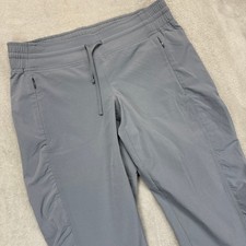 Athleta Pants Women's 4 La Viva Capri Gray Joggers Drawstring Waist Zip Pockets