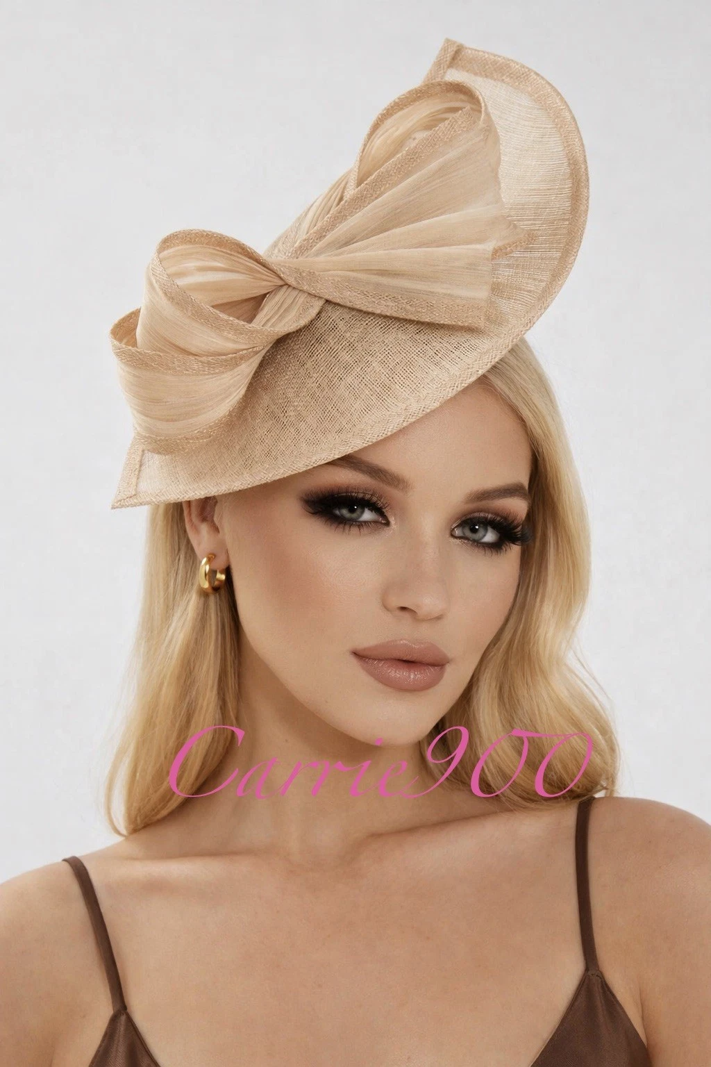 John Lewis Neutral Champagne FASCINATOR Bow Wedding Hat Mother Of Bride Ascot