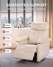 360° Swivel Recliner Chair Manual Glider Reclining Adjustable Backrest Footrest-