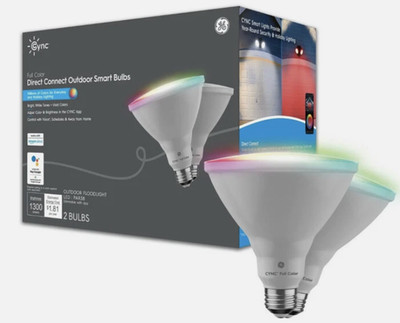 2 GE CYNC Direct Connect WiFi Full Color Changing Outdoor LED Smart Light Bulbs