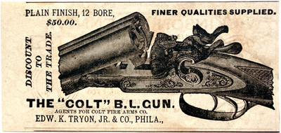 1881 Colt Breech Loading Shotgun Advertisement Victorian Tryon Philadelphia