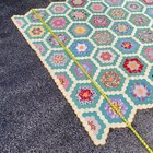 Vintage Handmade Grandmother's Flower Garden Quilt Scalloped Edge 90x87 Cotton — photo 6