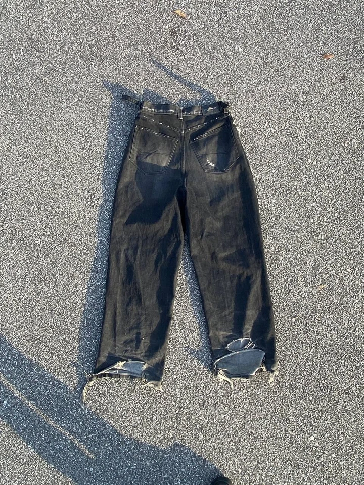 Jeans Balenciaga 21FW Destroyed denim tamanho 30 - 32 preto desgastado - Imagem 2 de 4