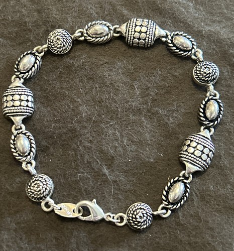 Vintage Avon SH Signed Silver Tone & Black Bracelet 7” Signed
