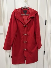 Ralph Lauren Traditional Dry Goods 80 Wool Red Hooded Toggle Coat L