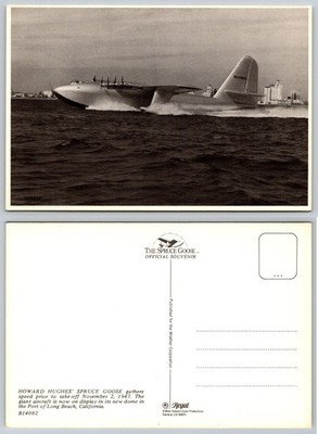 Howard Hughes Spruce Goose H-4 Hercules Seaplane Long Beach CA Postcard 1947