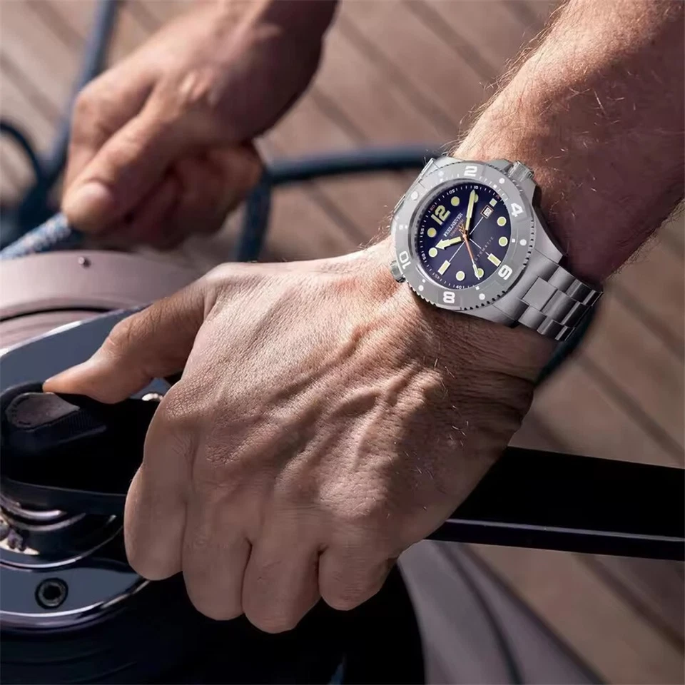 FEELNEVER Reloj Hombre Automático Cuarzo Cristal Zafiro Fecha Automática 50Bar Reloj Hombre Foto 3 de 4