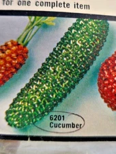 Walco BEADED CUCUMBER Vegetable Sequin Bead Vtg Christmas Ornament Kit 1974 NOS