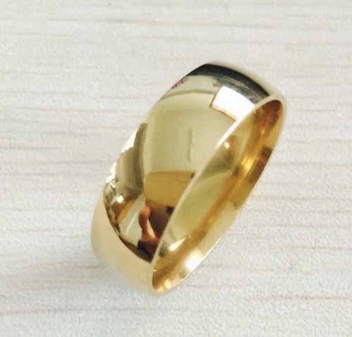 New Stainless Steel 14K Gold Plated 8mm Brushed Center Wedding Band Ring 1pc - Picture 4 of 4