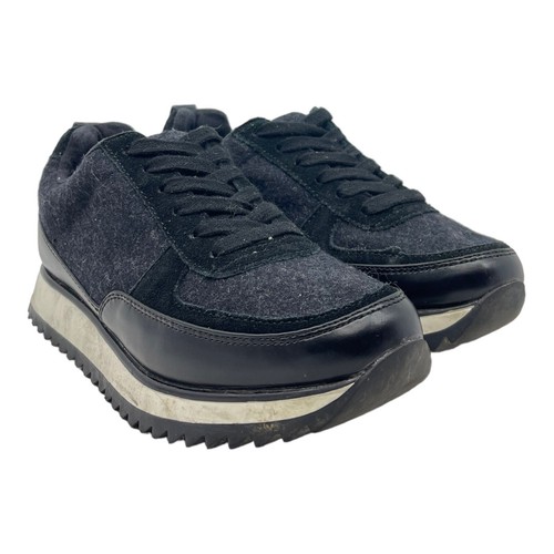 ZARA Womens 6.5 Trafaluc Wool Leather Low Top Sneakers Casual Athletic BLACK - Picture 10 of 16
