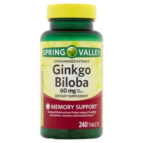 Spring Valley Extract Ginkgo Biloba Herbal Supplement 60 mg, 240 ct EXP: 4/2023
