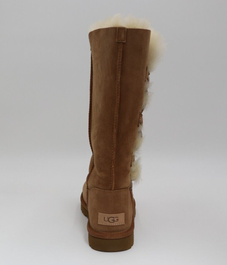 UGG Bailey Button Triplet II Boots Chestnut Suede Sherpa Lined