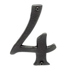 Black Solid Brass 3 7/8" Address House Number '4' Renovator's Supply