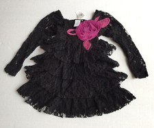 Little Mass Girls Black Lace Long Sleeve Dress Size 4 NWT RETAIL $72