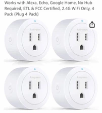 Smart Socket WiFi 2.4G Only 4 Pack White YX-WS01 For Alexa Echo Google Home
