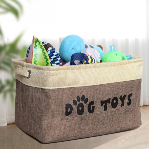 Dog Toy Basket, Collapsible Dog Toy Bin Box with Comfortable Handles, Large Pet - Picture 3 of 12