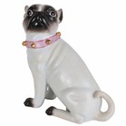 Porcelain Pug With Bells Porcelain Figure Dog Figure Pug Figure Antique Pug Dog