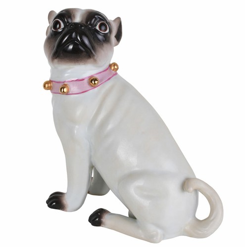 Porzellanhund Mopshund Avec Collier Carlin Vintage Figurine Chien Porcelaine - Photo 1/7