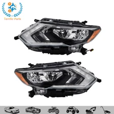 Halogen Headlights For 2017 2018 2019 Nissan Rogue Left+Right w/LED DRL Chrome