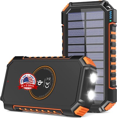 Power Bank 26800Mah Cargador Portátil Inalámbrico Solar Para