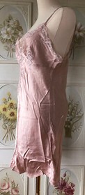 LISE CHARMEL SILK MAUVE PINK SPAGHETTI STRAP NIGHTIE PEIGNOIR GOWN SLIP ITALY 12