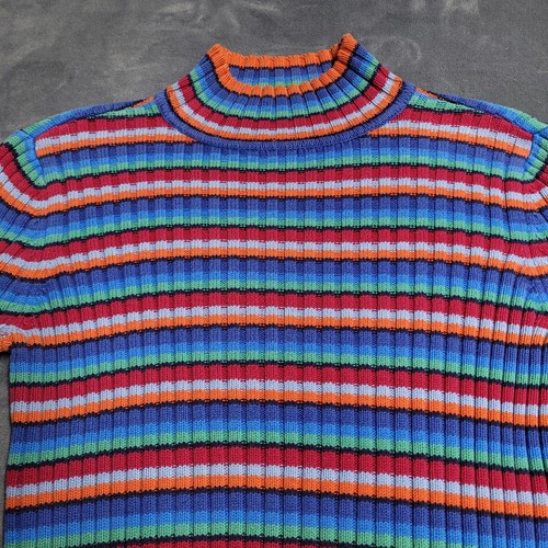 TOMMY HILFIGER Striped Cotton Turtleneck Sweater Size Youth XL School EUC - Picture 3 of 6