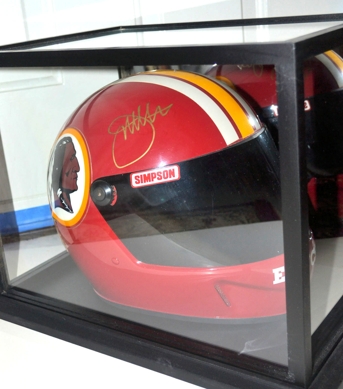 JOE GIBBS & BOBBY LABONTE Signed WASHINGTON REDSKINS NASCAR Helmet AUTOGRAPHED