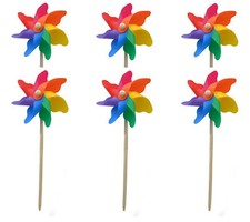 Windrad Gartenstecker Regenbogenfarben Ø 18 cm Gesamthöhe ca. 48 cm 6 Stück