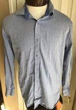 English Laundry Blue Button Down Long Sleeve Flip Cuff Shirt Men  s 16 34/35