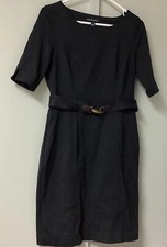 Banana Republic Size 8 Black Dress Belted Short Sleeve Scoop Neckline