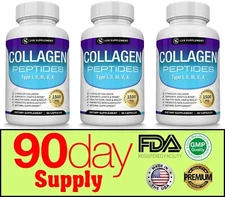 Premium Collagen Peptides 1500 MG Hydrolyzed Anti-Aging (I,II,III,V,X) 3 Months