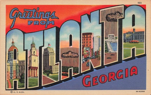 GRUSS GROSSBRIEF ANSICHT POSTKARTE ATLANTA GA GEORGIEN 1936