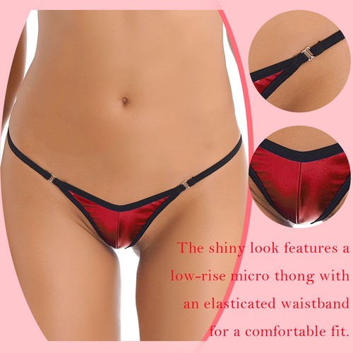 Womens Shiny Low Rise G-String Micro Thongs Panties Underwear Sexy Bikini Briefs - Picture 27 of 58