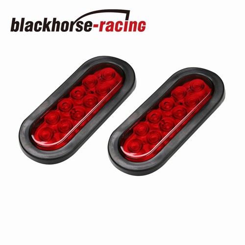 2pcs Red 6" Oval 10LED Truck Trailer Brake Stop Turn Tail Lights w