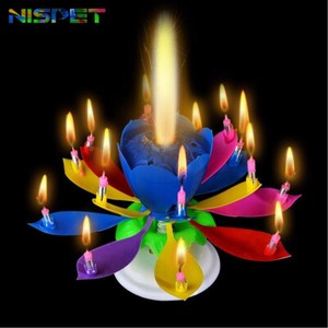 3-pack-Birthday-Candles-Multi-Color-Musical-Candle-Lotus-Rotating-Play-Music