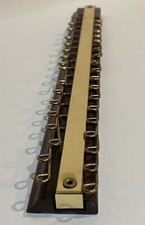 Vintage Brass Wood Tie Rack 19 W/ 36 Hooks Belt Jewelry Holder MCM Wall Mount