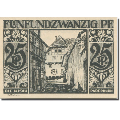 [#279525] Geldschein, Deutschland, Paderborn, 25 Pfennig, rue 1, 1921 UNZ- Mehl: