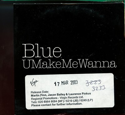 Blue / U Make Me Wanna - CD Promo