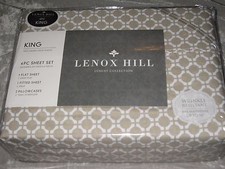 King 4 pc Sheet Set White Beige Deep Pockets Bedding Sleep Wrinkle Resistant NEW