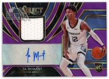 Ja Morant 2019-20 Panini Select Purple Rookie Jersey Auto Card #RJA-JMT 22/99